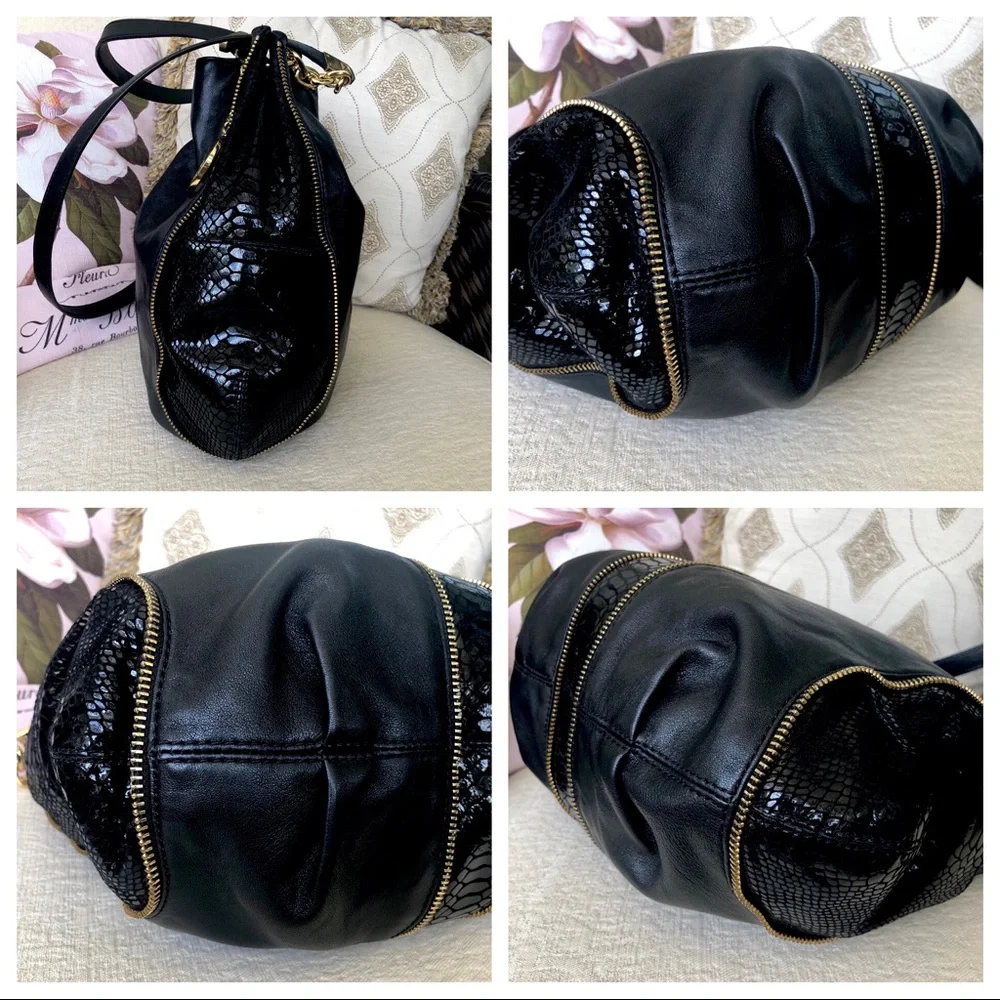 MICHAEL KORS NEWMAN python embossed bag BLACK